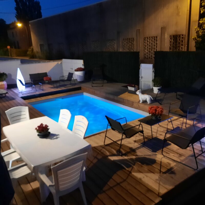 Terrasse mobile DIBLUE avec ouverture centralisée pour cette maison de ville à Saint Vincent de Tyrosse (40)