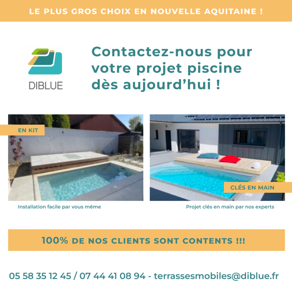 Terrasse mobile Diblue – projet piscine en kit ou clef en main en Nouvelle-Aquitaine